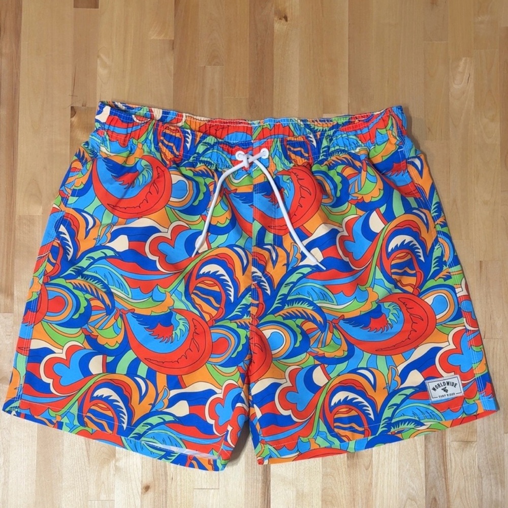 Sundek Colorful Wave Pattern Swim Trunks